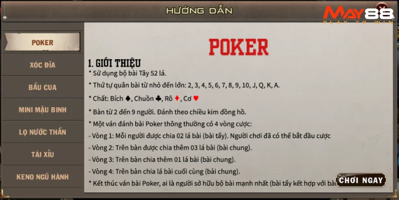 Luật chơi game casino Triple Card Poker May88